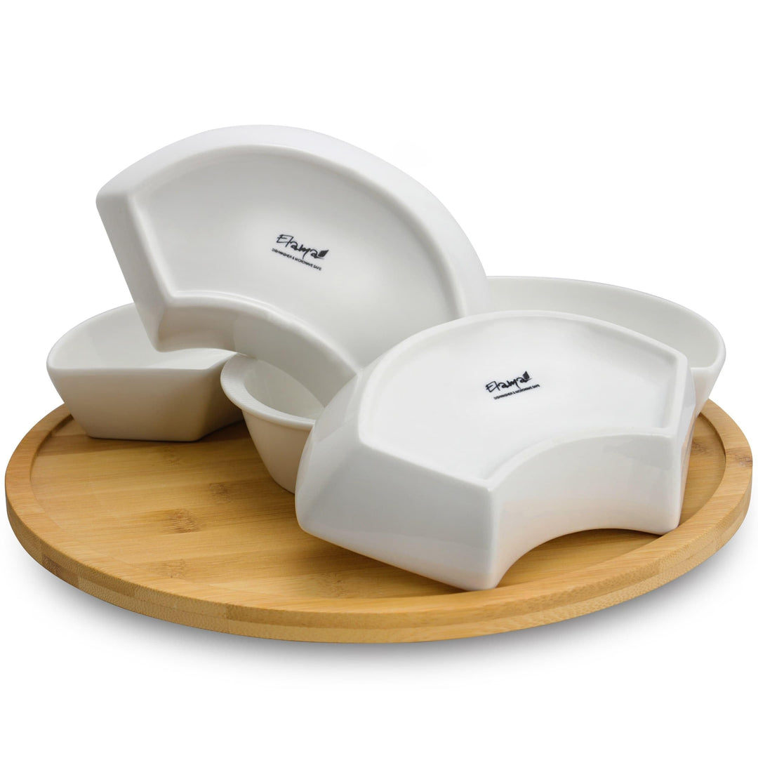 6 Piece Appetizer Serveware For Snacks And Condiments 12.25 X White Solid Casual - Diamond Home USA