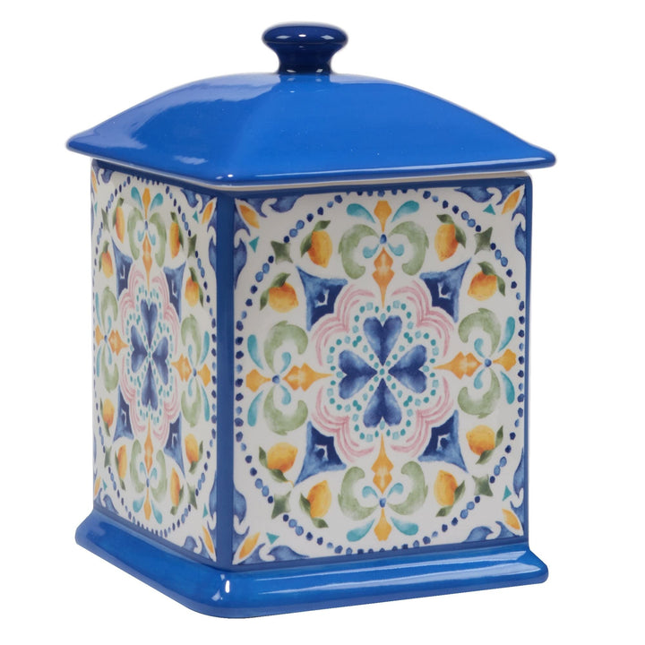 Lemonade 3 Piece Canister Set 64 Oz 82 96 Oz. Blue Multi Color Floral Ceramic - Diamond Home USA