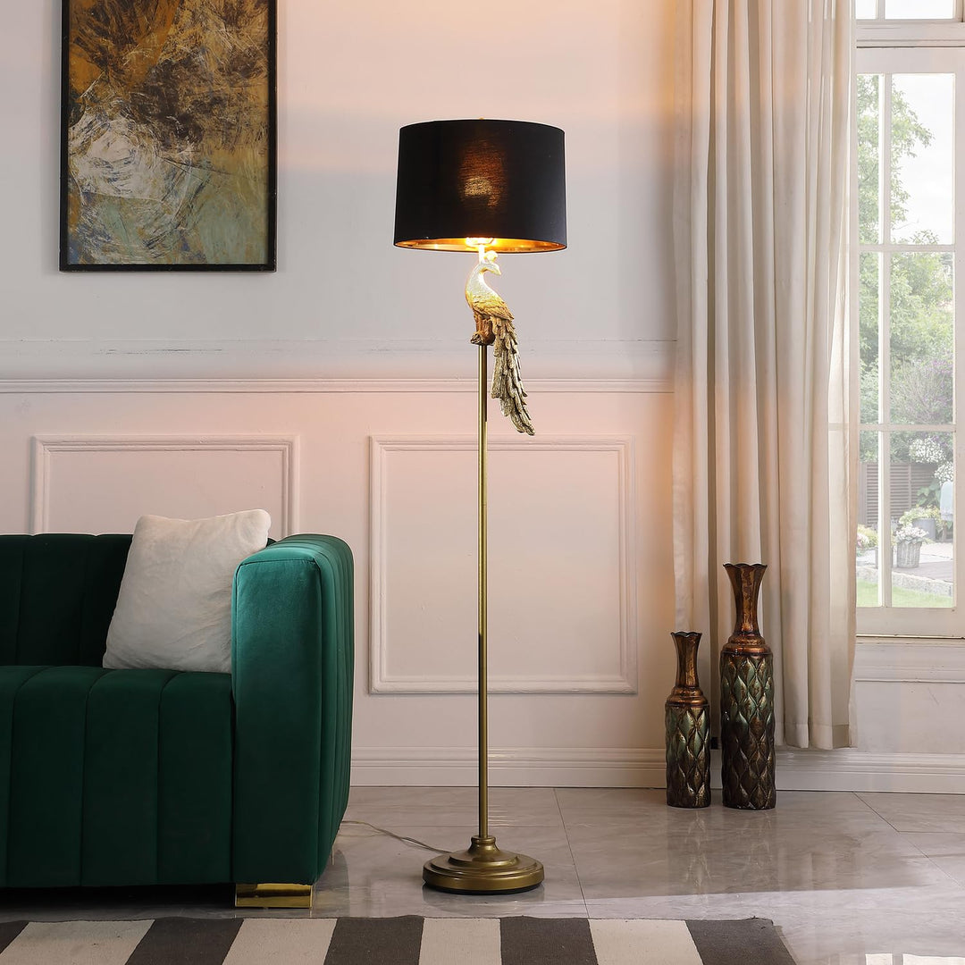 ORE International 64.5" in Modern Elegance Golden Peacock On A Pedestal - Diamond Home USA