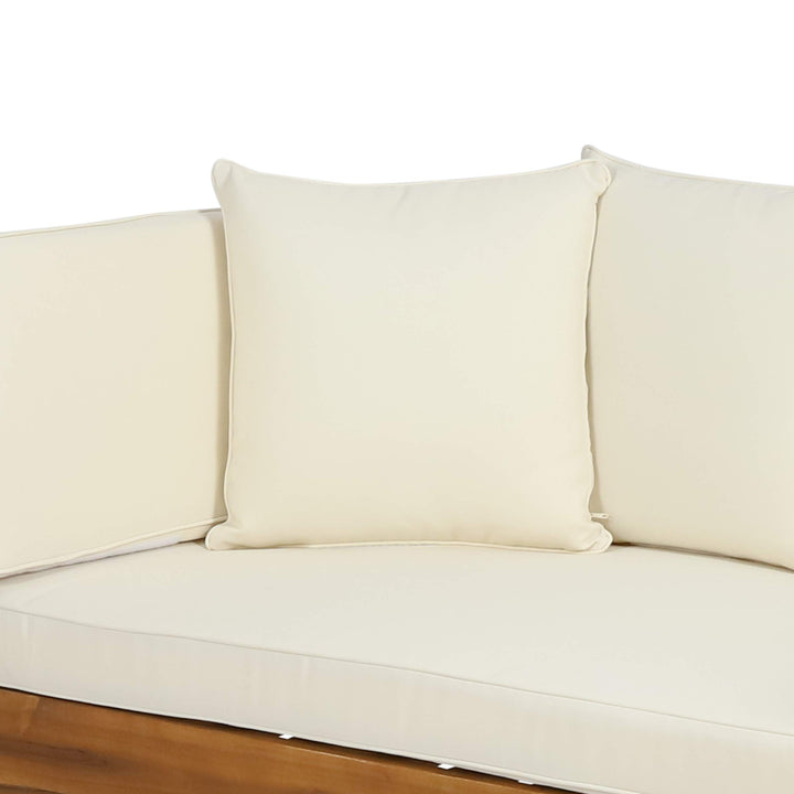 Christopher Knight Home Patrick Outdoor Acacia Wood Expandable Daybed with Water Teak Finish + Khaki + Beige Cushion - Diamond Home USA