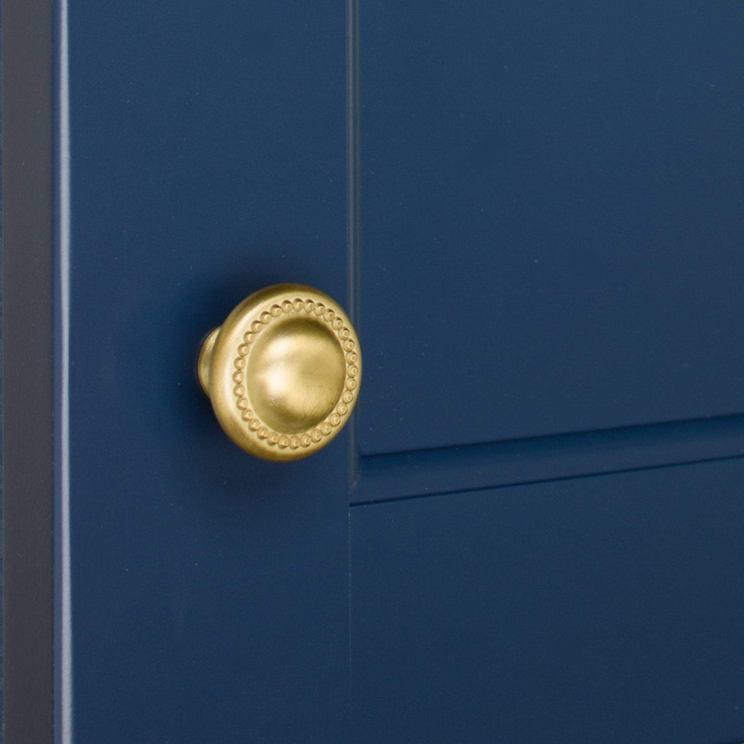 10-Pack 1-1/4-inch Round Beaded Cabinet Knob Satin Gold Modern Contemporary Zinc - Diamond Home USA