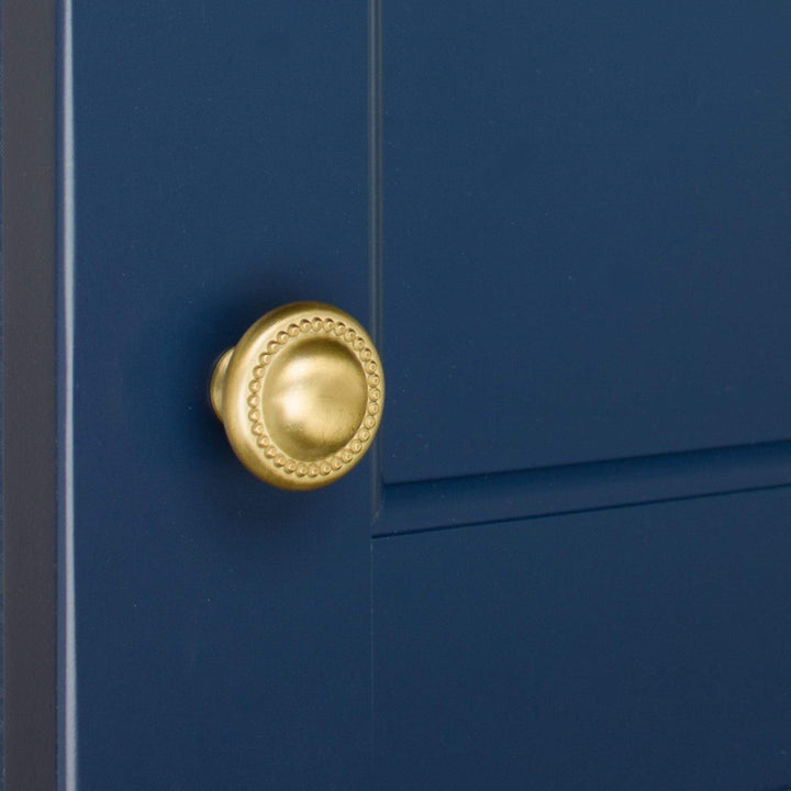 10-Pack 1-1/4-inch Round Beaded Cabinet Knob Satin Gold Modern Contemporary Zinc - Diamond Home USA