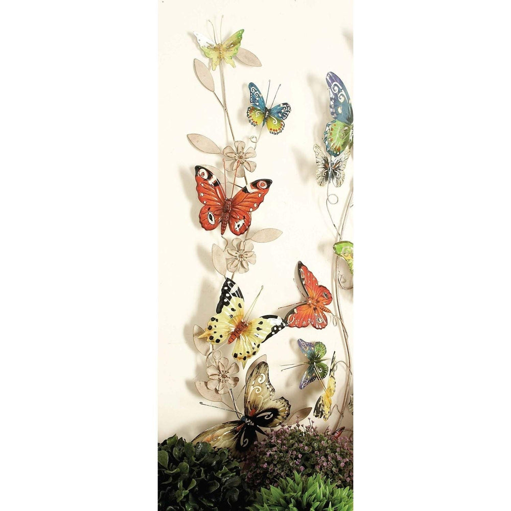 Kitty Metal Butterfly Wall Decoration Multi Color Antique - Diamond Home USA