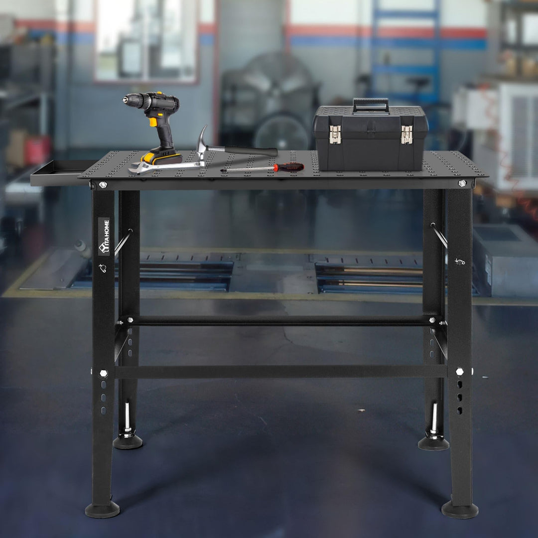 36 "X 24" Heavy-Duty Metal Welding Workbench with Tool Storage Drawer Black - Diamond Home USA