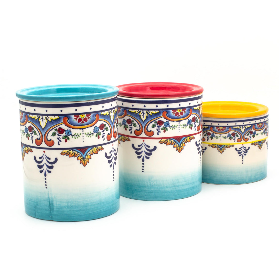 EuroCeramica Zanzibar Zanzibar-3pcs Canister 3-Piece Set Multicolor - Diamond Home USA