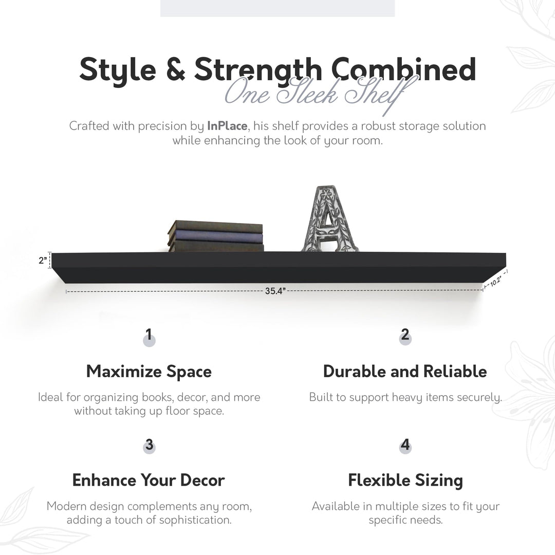 InPlace Durable Shelf with Invisible Brackets - Easy to Install & Remove Deep - Diamond Home USA