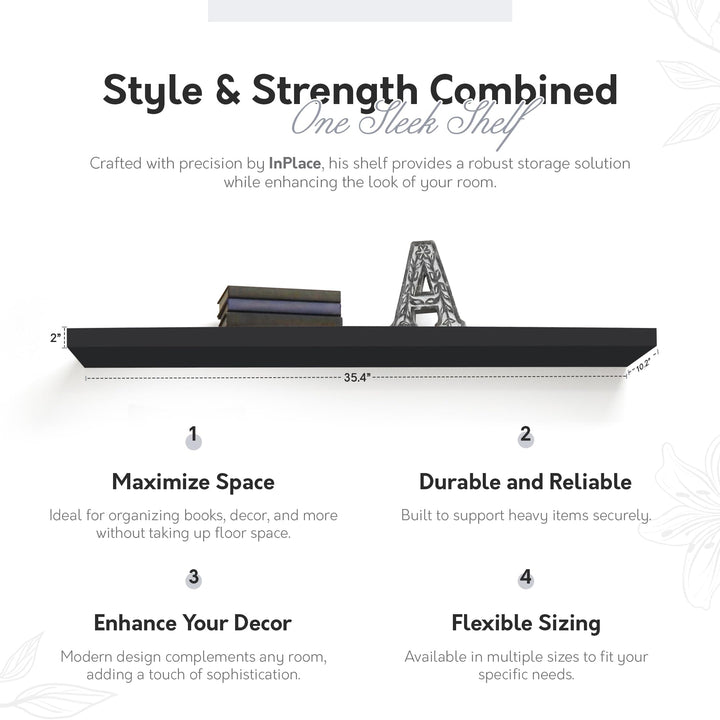 InPlace Durable Shelf with Invisible Brackets - Easy to Install & Remove Deep - Diamond Home USA