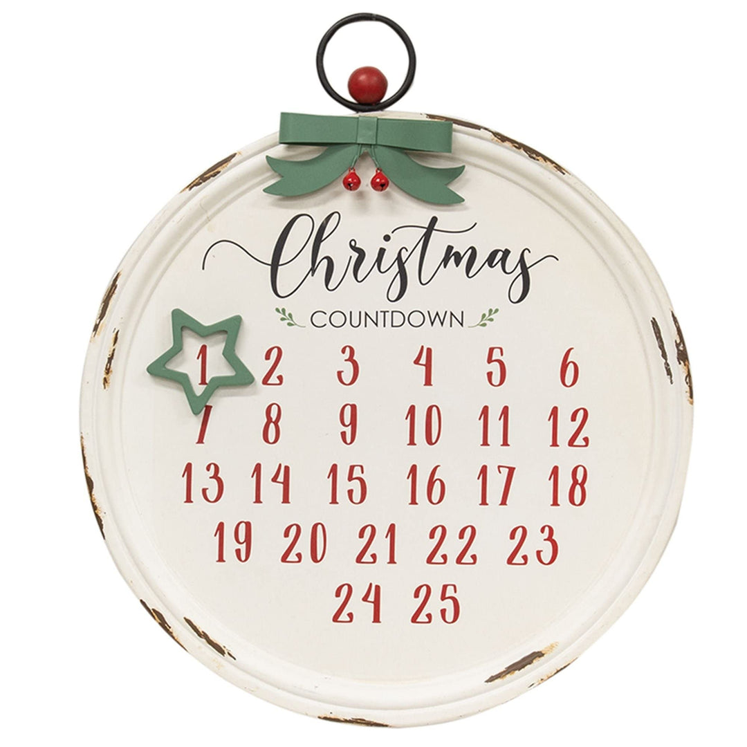 Distressed Christmas Bulb Countdown Calendar W/star Magnet White Metal - Diamond Home USA