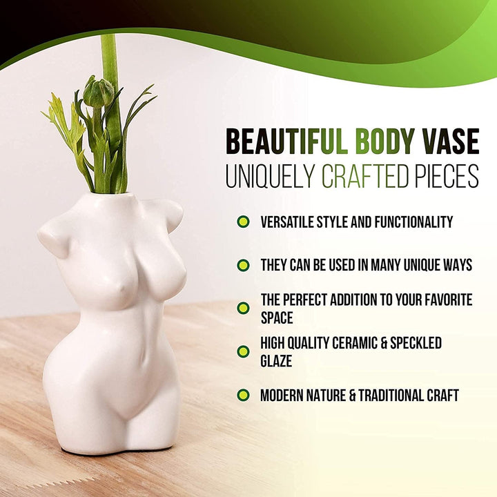 Female Body Vase for Home Office Boho Chic Multi Color Ceramic - Diamond Home USA