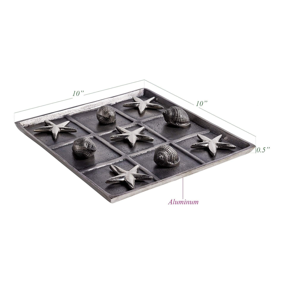 Beach Brushed Nickel Tic Tac Toe Grey Silver Modern Contemporary Nautical - Diamond Home USA