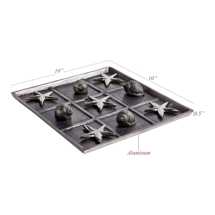 Beach Brushed Nickel Tic Tac Toe Grey Silver Modern Contemporary Nautical - Diamond Home USA