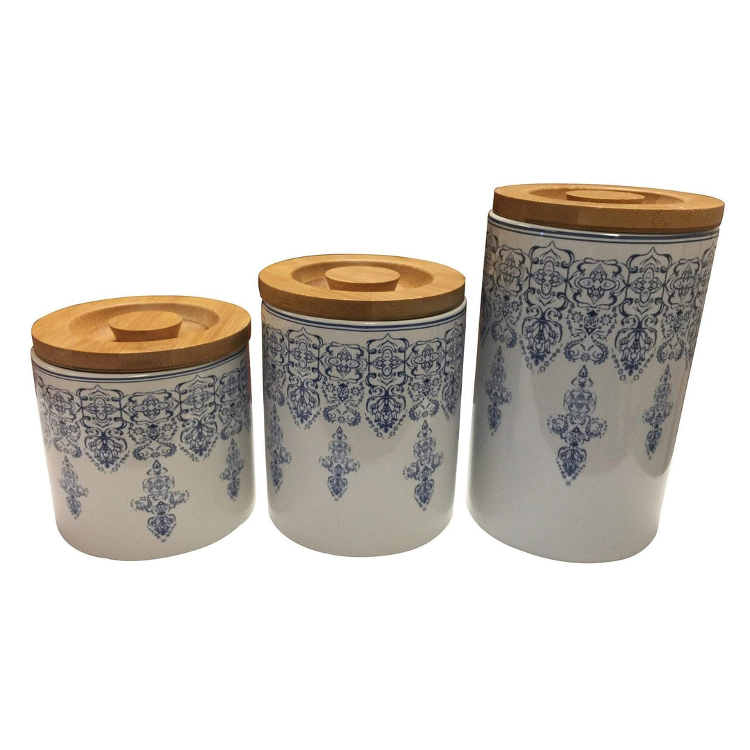 Ceramic Storage Canisters Set of 3 Grey