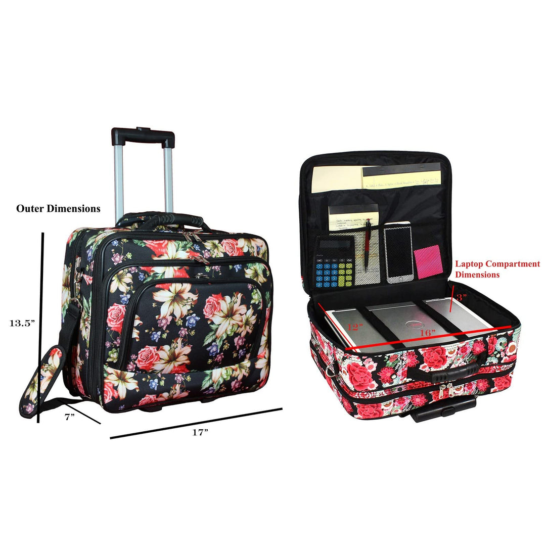 World Traveler Women's Damask Rolling 17-inch Laptop Case One Size - Diamond Home USA