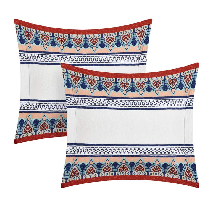 MPN 4 Piece Artistic Blue White Bohemian Southwest Quilt Queen Set Hippie Themed - Diamond Home USA
