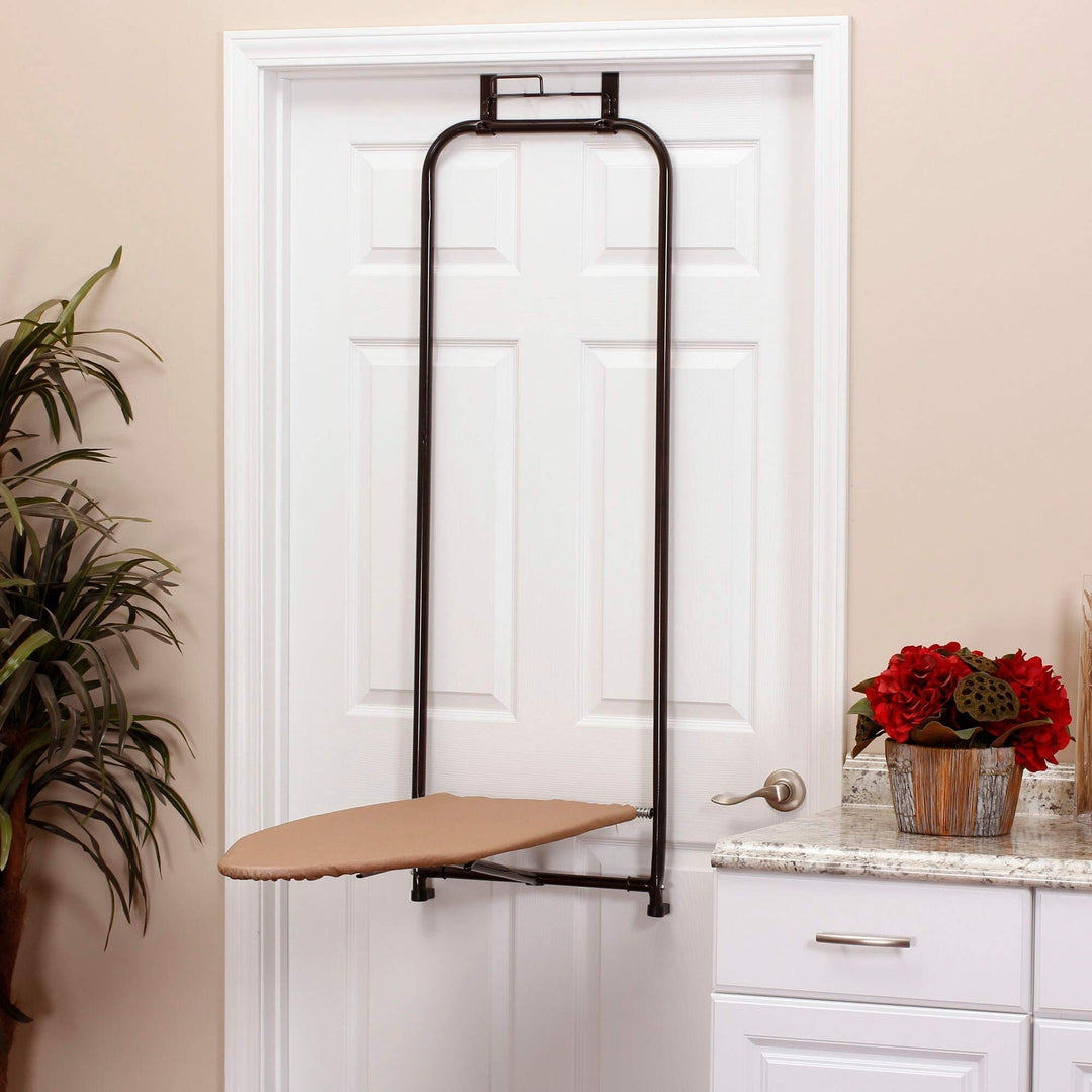 Over-The-Door Ironing Board Bronze Cotton Metal Folding Iron Holder