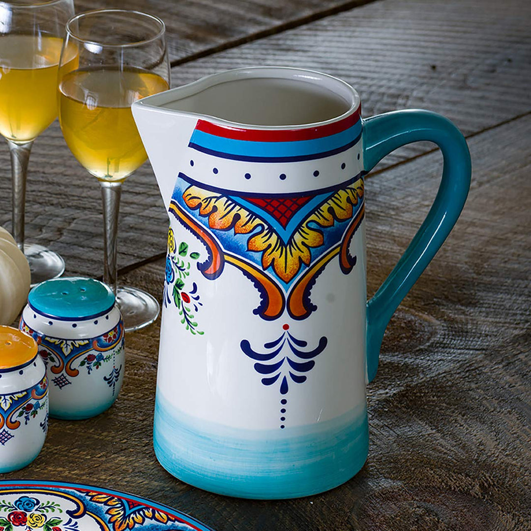 Euro Ceramica Zanzibar Collection Vibrant 9.4" Decorative Ceramic Pitcher - Diamond Home USA