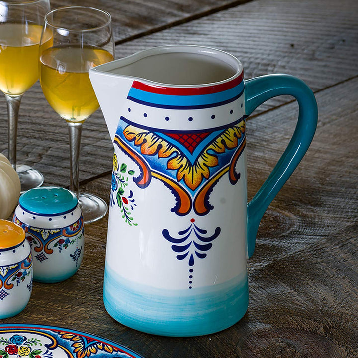 Euro Ceramica Zanzibar Collection Vibrant 9.4" Decorative Ceramic Pitcher - Diamond Home USA