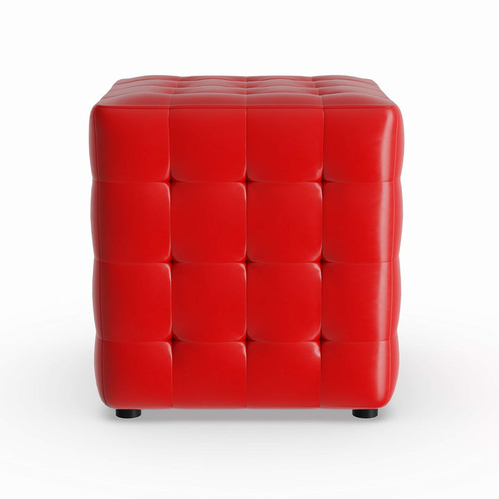 Las Red Cube Ottoman (Set of 2) Modern Contemporary Solid Square Faux Leather - Diamond Home USA