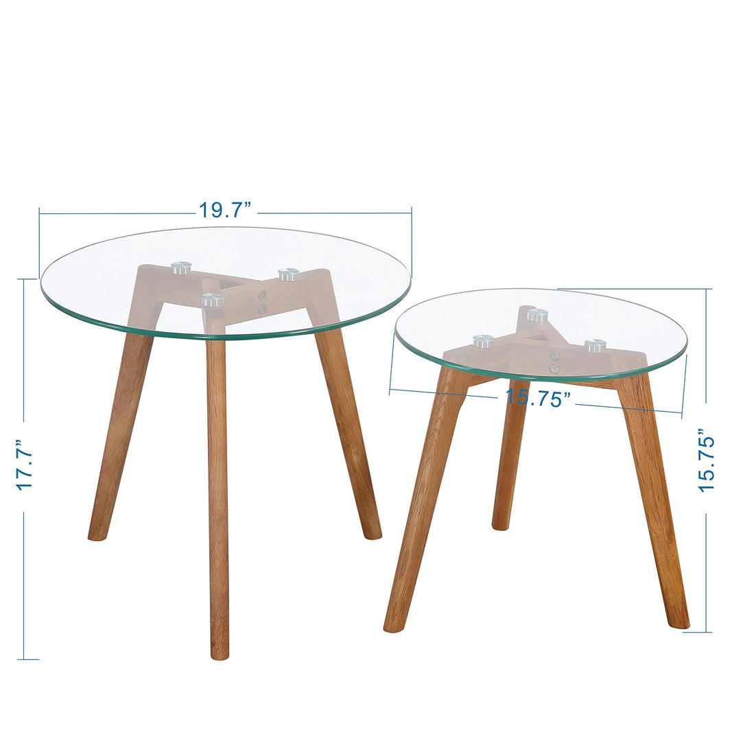 Round Wood/Tempered Glass Nesting Coffee Table (Set of 2) Natural Modern - Diamond Home USA