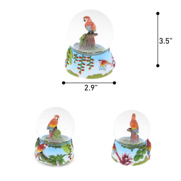 Parrot Snow Globe Figurine with Sparkling Glitter 2.9lx2.8w3.5h Inches Multi - Diamond Home USA