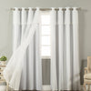 Aurora Home Attached Valance Sheer and Blackout 4-Piece Panel Pair Dove Grey 52" 52"W x 84"L - Dove Grey