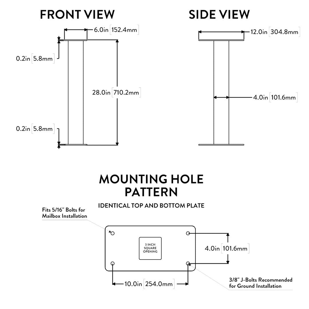 Architectural Mailboxes® 5106B Oasis 28" H Pedestal Post Black - Diamond Home USA