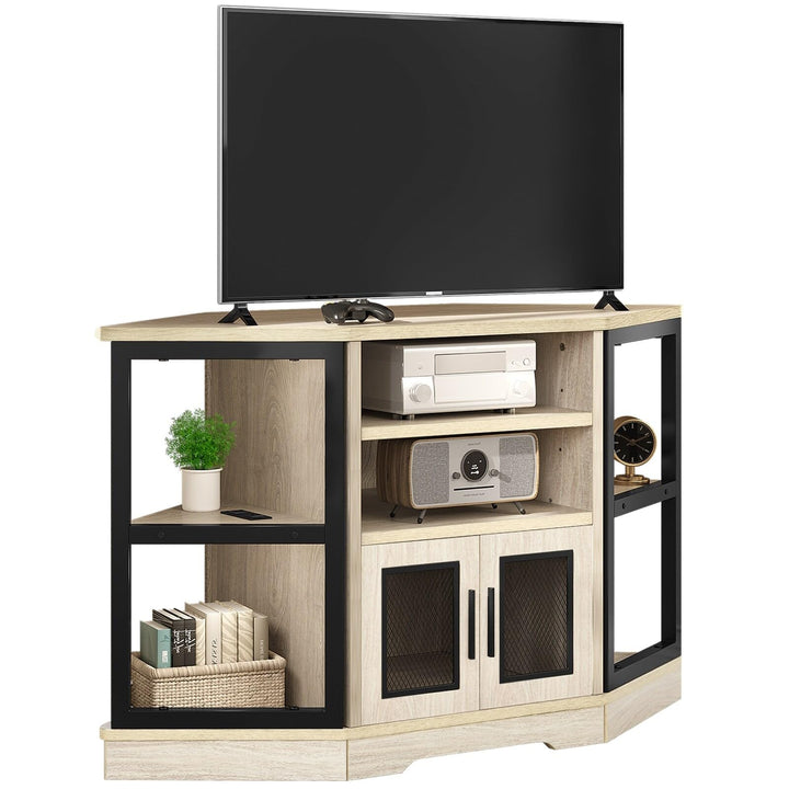 Farmhouse Corner Tv Stand Entertainment Center Media Console for Tvs Up to 55" Oak - Diamond Home USA