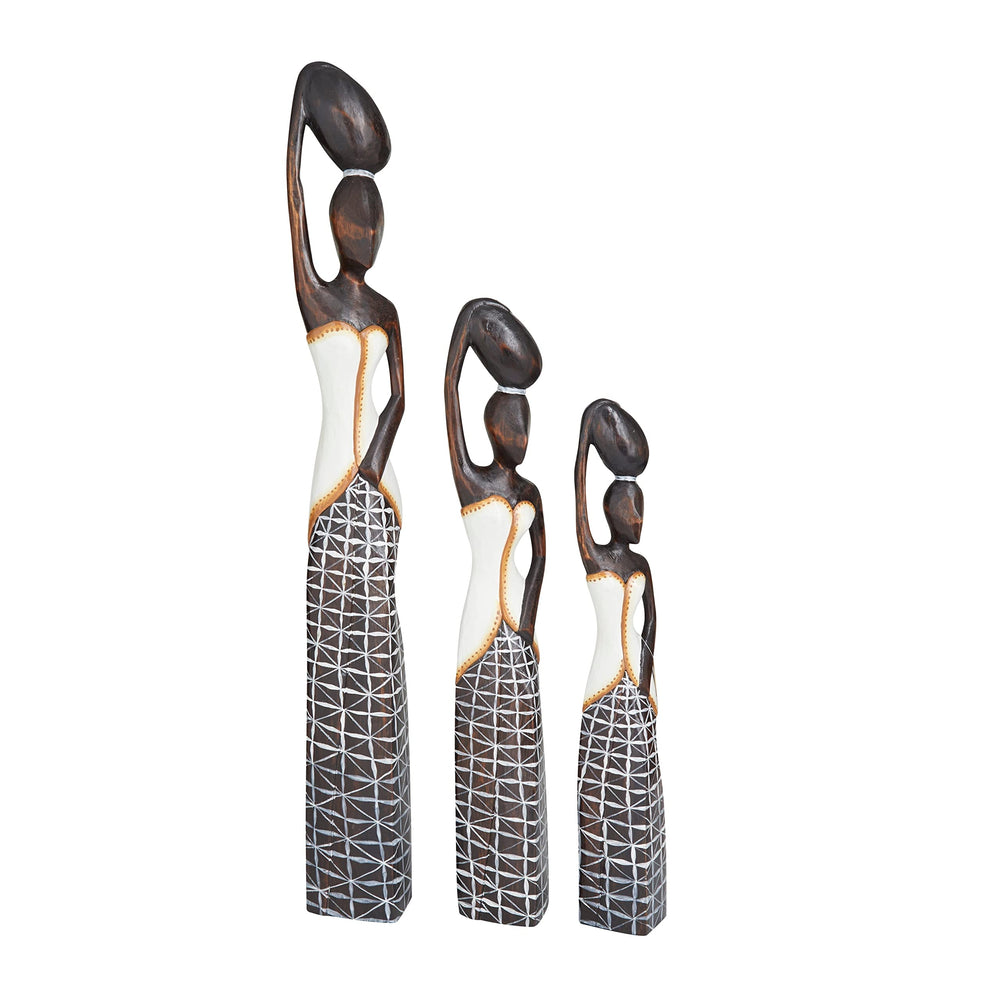 Gold Bohemian Sculpture (Set of 3) S/3 32" 23" 20" h Culture Wood - Diamond Home USA