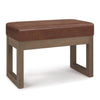 SIMPLIHOME Milltown 27 Inch Wide Contemporary Rectangle Footstool Ottoman Distressed Saddle Brown