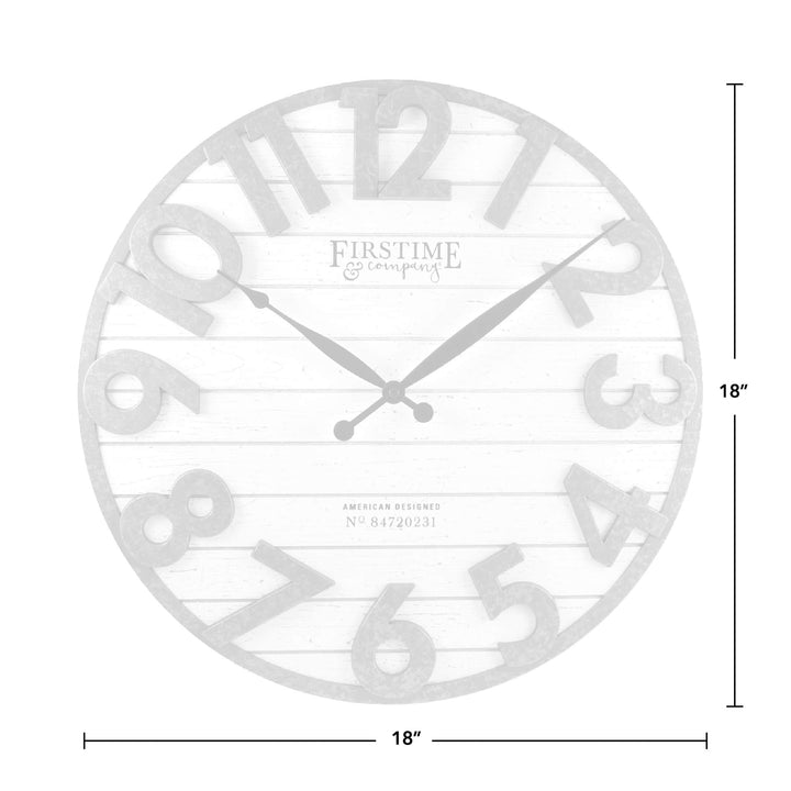 Shiplap Wall Clock American Crafted Distress White Gray Plastic Wood 18 X 2.5 in - Diamond Home USA