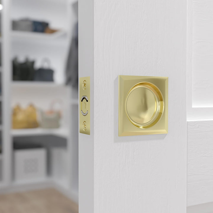 Richelieu Hardware 17SBB10 Onward Square Pocket Door Passage Pull Bright Brass - Diamond Home USA