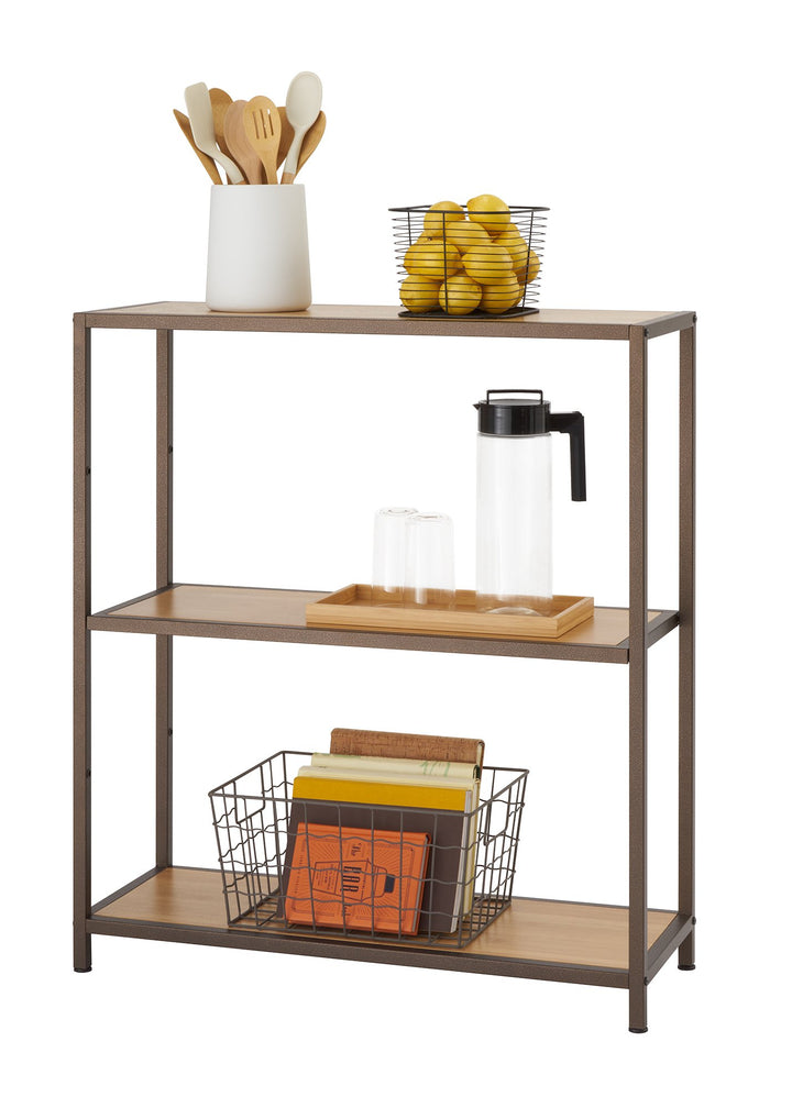 TRINITY 3-Tier Adjustable Bamboo Storage Shelves Decorative Book Shelf and - Diamond Home USA