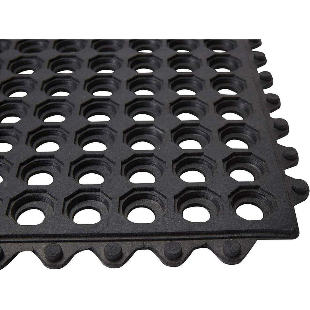 Interlocking Commercial Anti Fatigue Rubber Floor Mat 4 Pack 36 in. X Black - Diamond Home USA