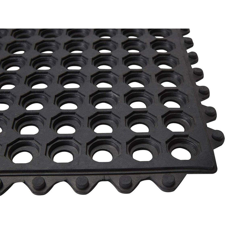 Interlocking Commercial Anti Fatigue Rubber Floor Mat 4 Pack 36 in. X Black - Diamond Home USA