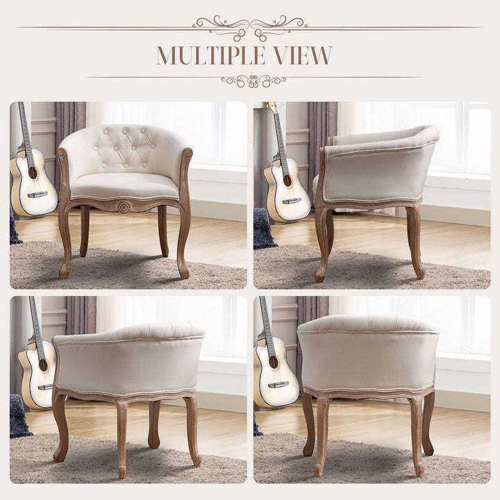 French Vintage Upholstered Accent Chair for Living Room Beige Solid Country - Diamond Home USA