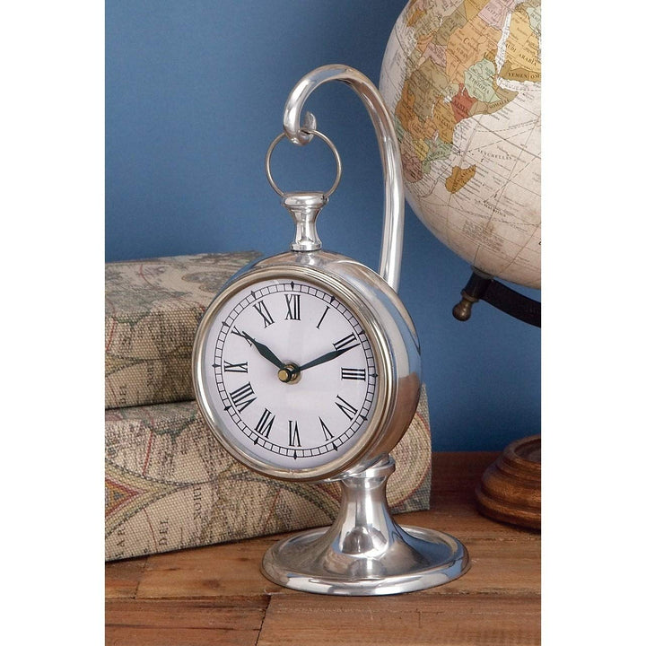 Aluminum 'Ship's Time' Suspended Table Clock Silver Modern Contemporary