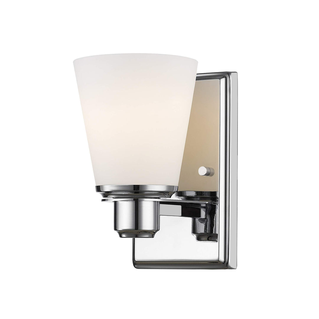 1 Light Vanity in Chrome Finish Cream Transitional Glass Steel Dimmable