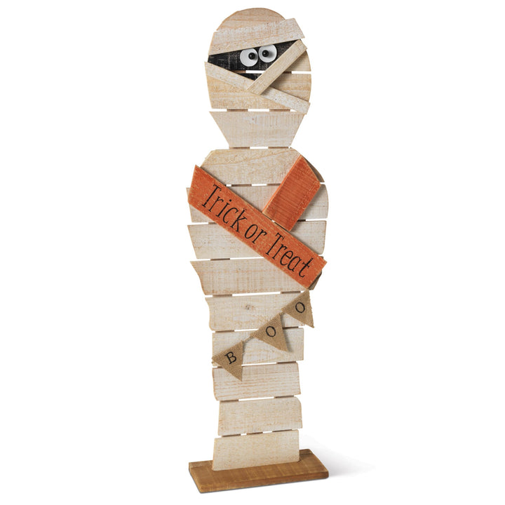 32 in Tall Wood Halloween Mummy Spooky with Boo Banner Multi Color