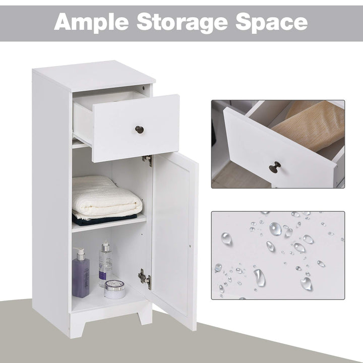 Small Floor Storage Bathroom Cabinet Organizer with 1 Drawer and Interior - Diamond Home USA