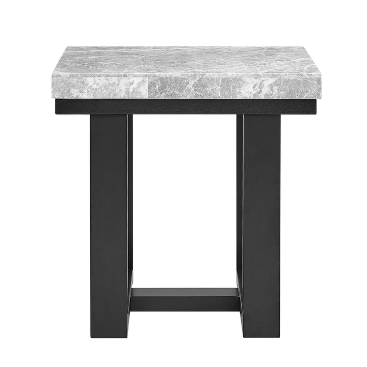 Marble Top End Table Grey Casual Transitional Square Finish