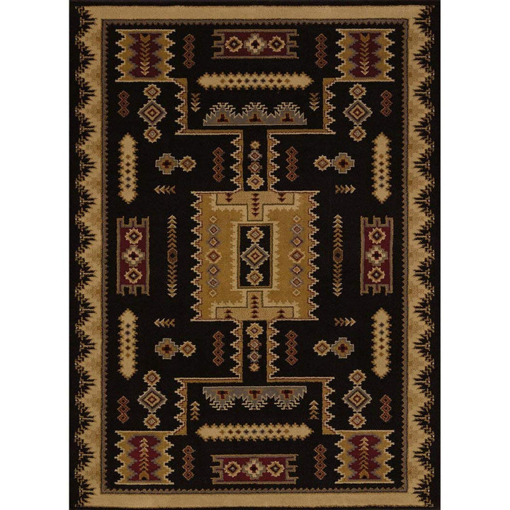 5'3x7'2 Black Beige Southwestern Tribal Area Rug Rectangle Shaped Indoor Blue Black/Beige