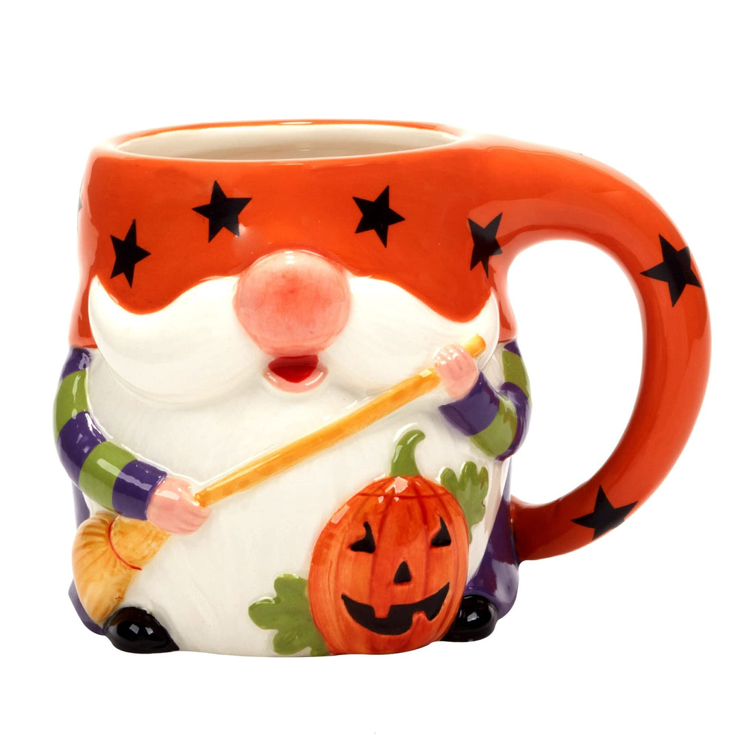 Halloween Gnomes 18 Oz. 3-d Mugs Set Of 4 Multi Color Orange Purple Holiday - Diamond Home USA