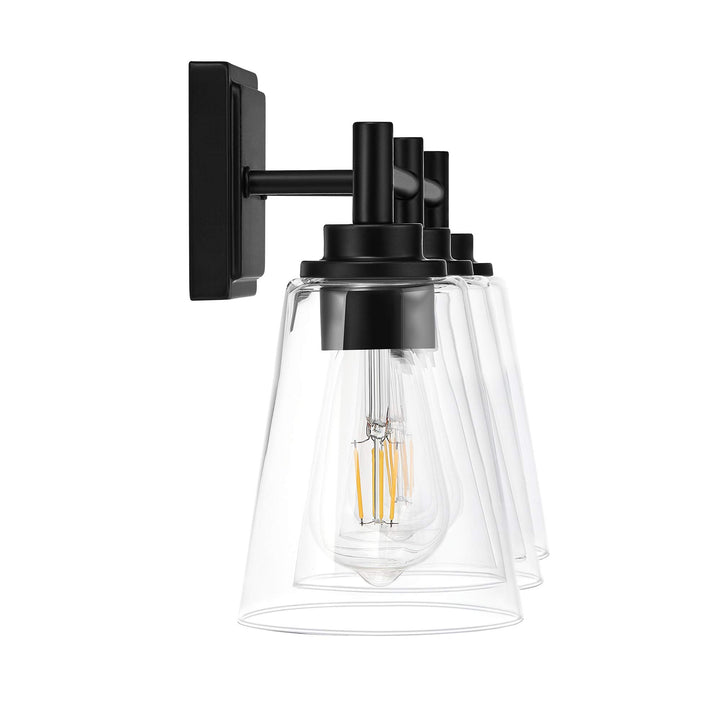 Eurus Home 3-Light Bathroom Vanity Light Fixture Matte Black Wall Sconce with . - Diamond Home USA