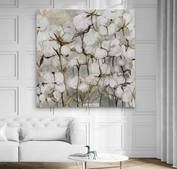 Wexford Home Cotton Field Gallery Wrapped Canvas Wall Art 32 in x 32 32X32 - Diamond Home USA