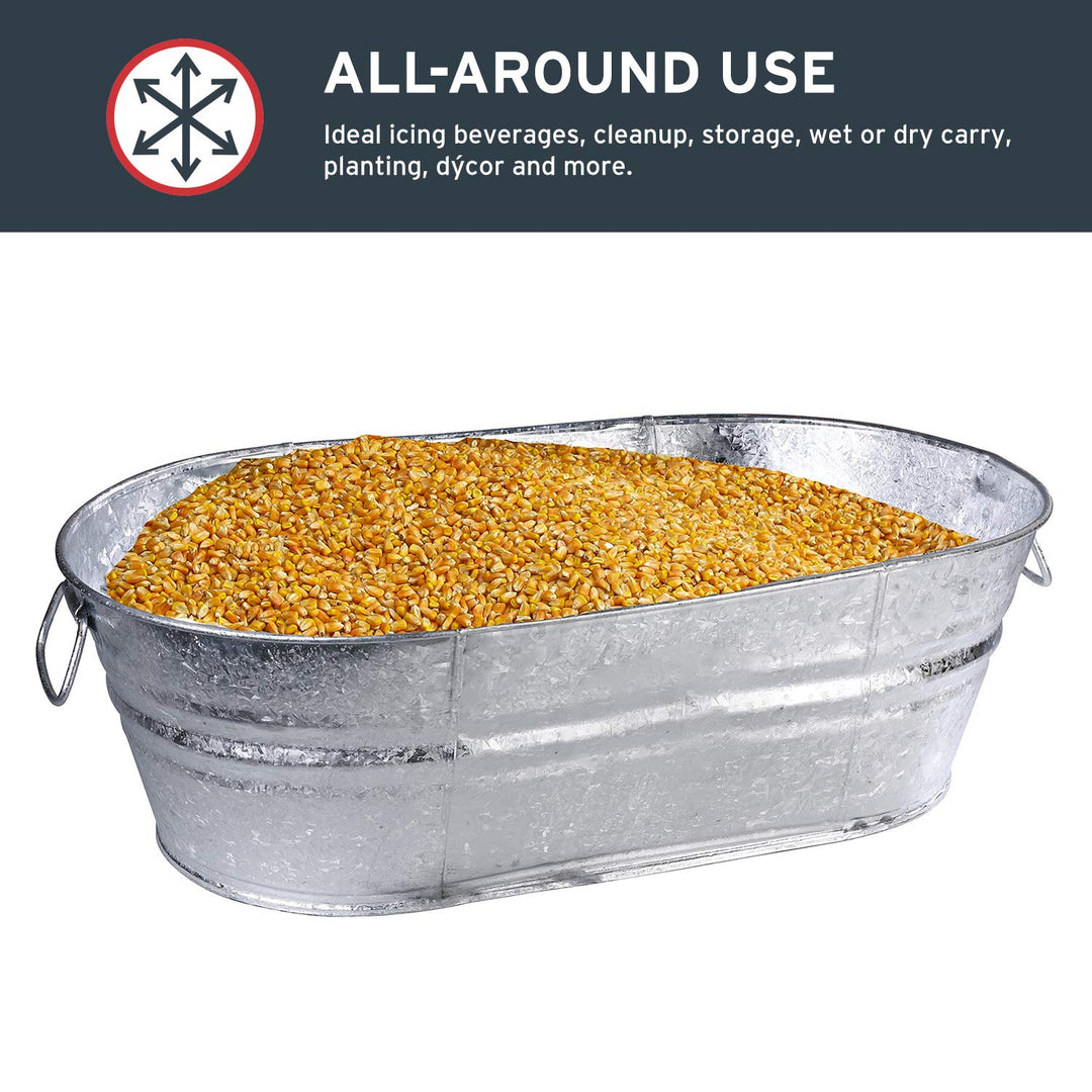 Behrens 2-OV Hot Dipped Galvanized Steel Oval PlanterTub 10-1/2 Gallon Silver - Diamond Home USA