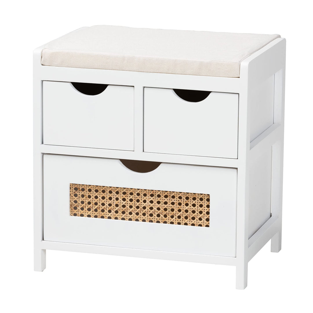 Modern and Contemporary Light Beige Fabric White Finished Wood 3-Drawer - Diamond Home USA