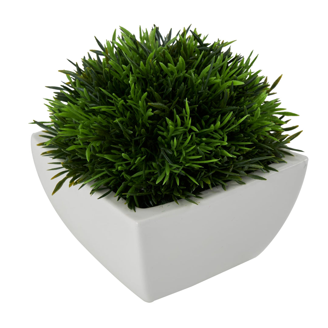 Green Foliage Artificial Plant with White Ceramic Pot - Diamond Home USA