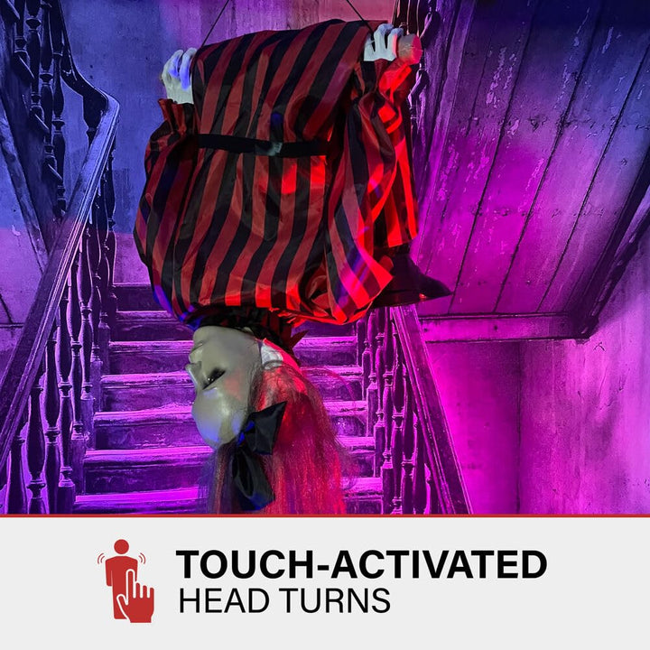 Haunted Hill Farm Upside-Down Zombie Woman Animatronic with Trapeze Sound and - Diamond Home USA