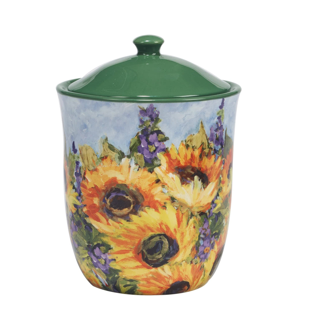 Sunflower Bouquet 3 Piece Canister Set 54 Oz 72 Oz. Green Multi Color Yellow - Diamond Home USA