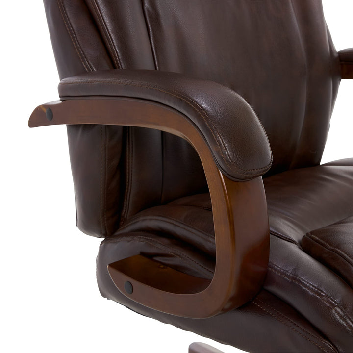 La-Z-Boy Edmonton Big and Tall Executive Office Chair with Comfort Core Cushions Chestnut - Diamond Home USA